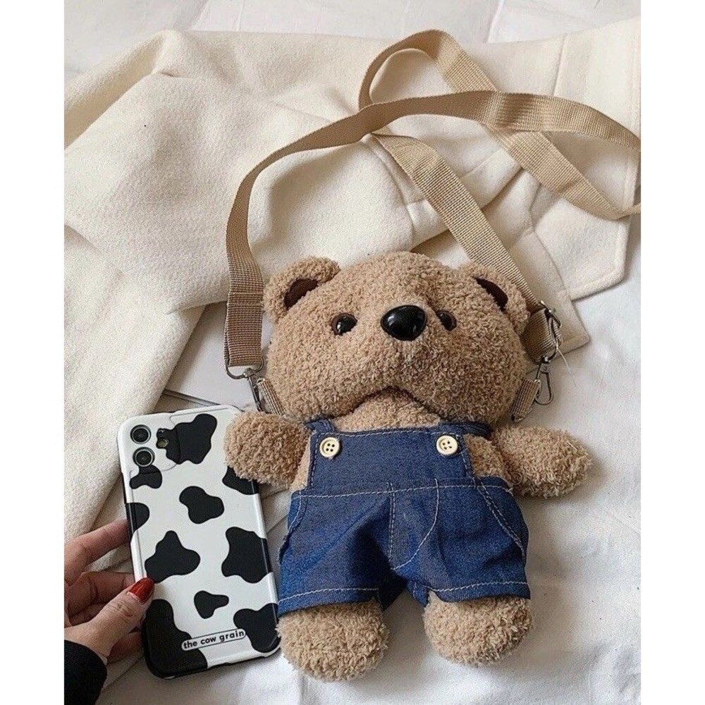 Teddy Bear “9 Crossbody  Plush Toy Shoulder Mini Bag Overall Purse Stuff Animal